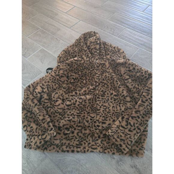 Women's Hyfve Animal Leopard Print Open Front Hooded Jacket Coat Size Large‎ - Picture 7 of 8